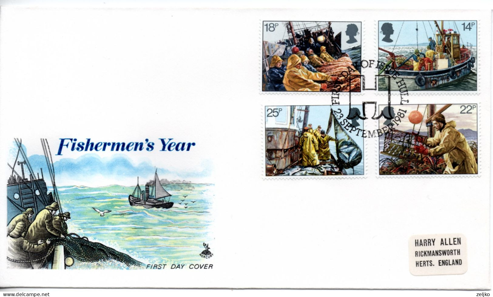 UK, GB, Great Britain, FDC, 1981, Michel 891 - 894. Fishermen's Year - 1981-1990 Decimal Issues