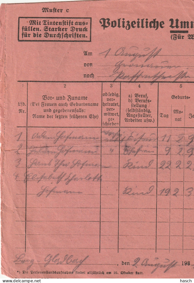 4926 51 Polizeiliche Ummeldung (für Wohnungswechsel Am Orte) . Bergisch Gladbach 1931 - Andere & Zonder Classificatie