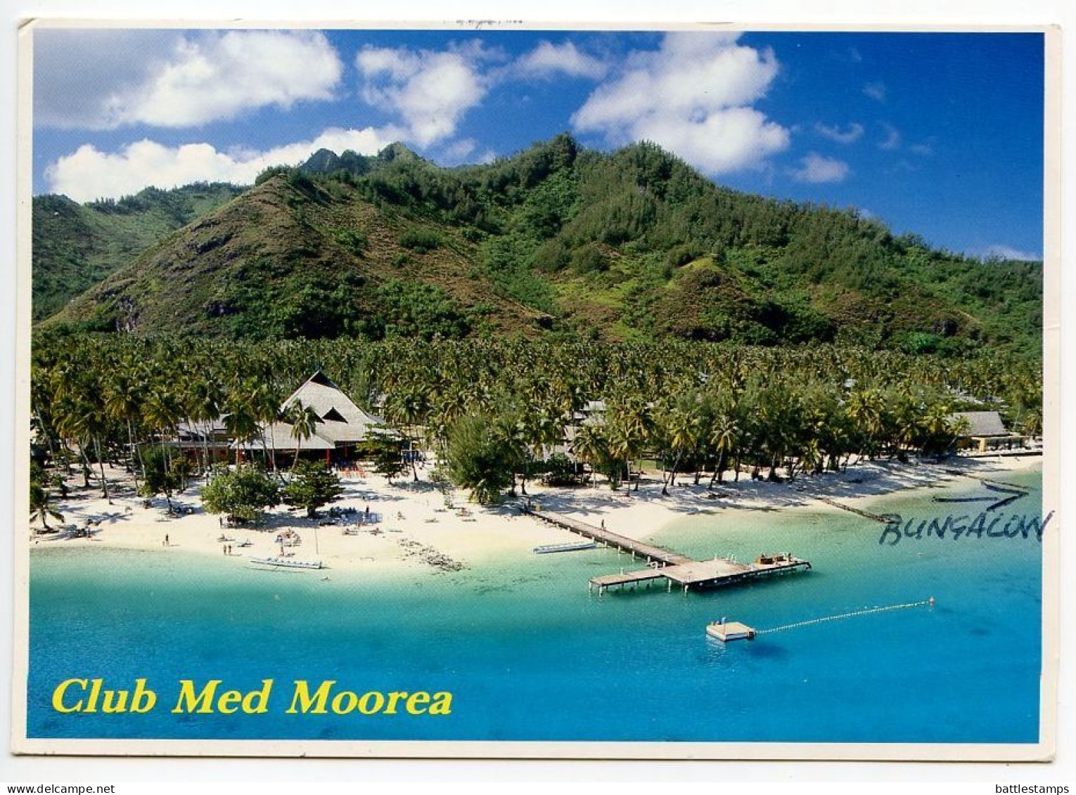 French Polynesia 1992 Postcard Club Med Moorea; Coral & Seashell Stamps; Papetoai Moorea Postmark - Frans-Polynesië