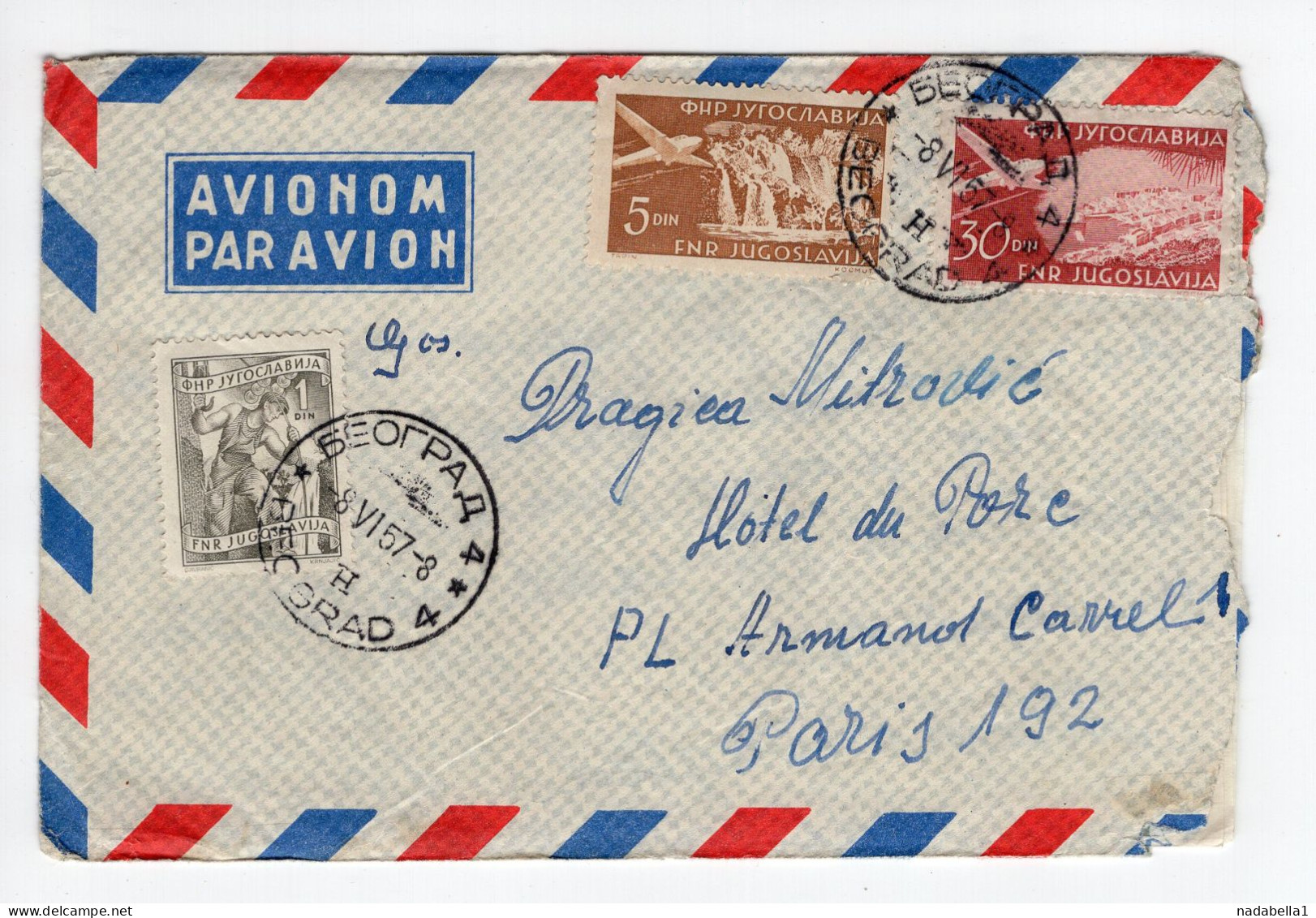 1957. YUGOSLAVIA,SERBIA,BELGRADE AIRMAIL COVER TO PARIS,FRANCE - Luftpost