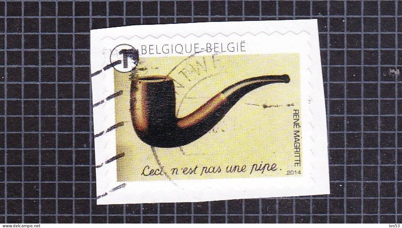 2014 Nr 4432 Gestempeld Op Fragment,zegel Uit Boekje B147.Rene Magritte. - Used Stamps