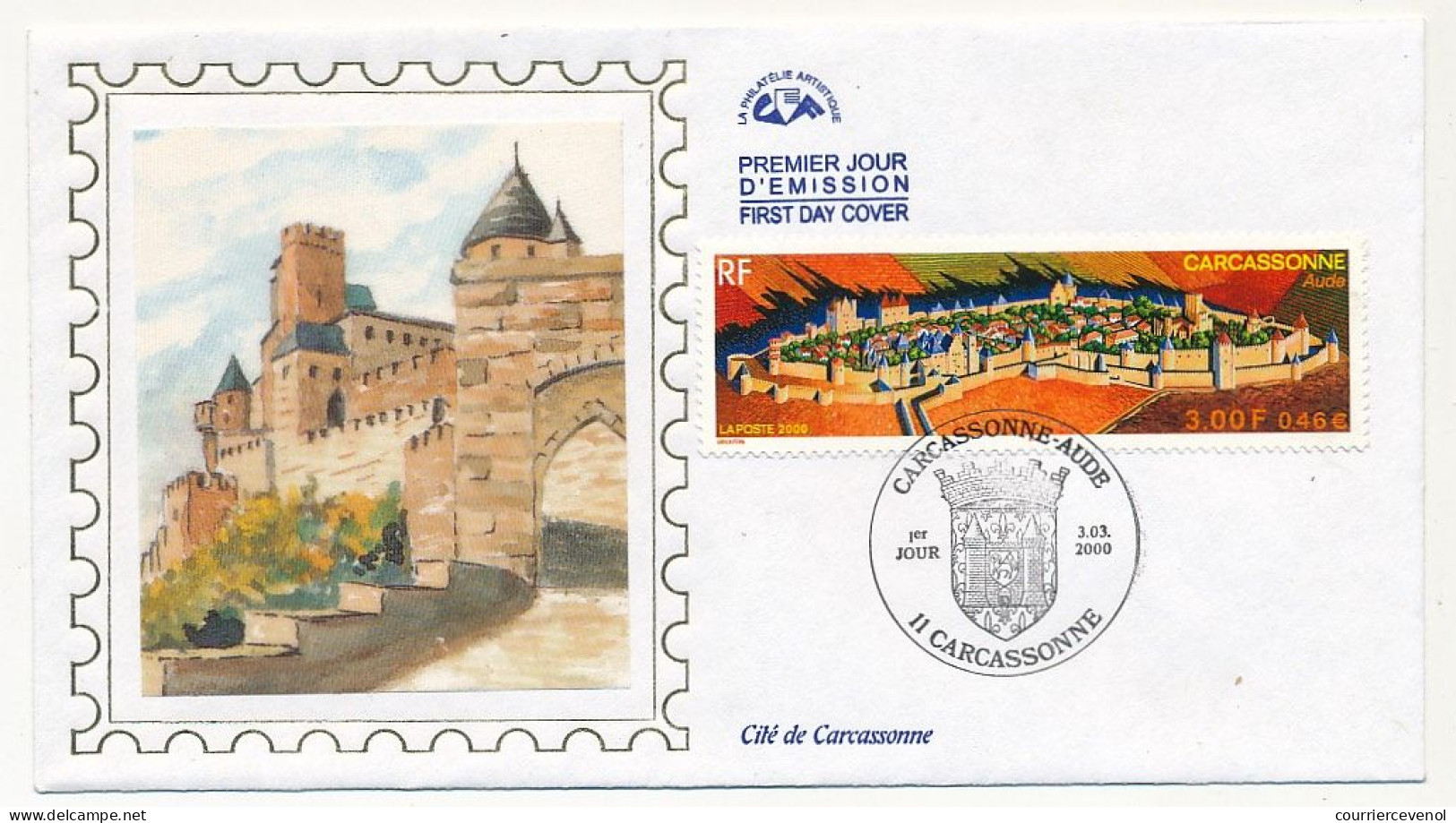 FRANCE - Env. FDC - 3,00f/0,46e Carcassonne - 3/03/2000 - 2000-2009