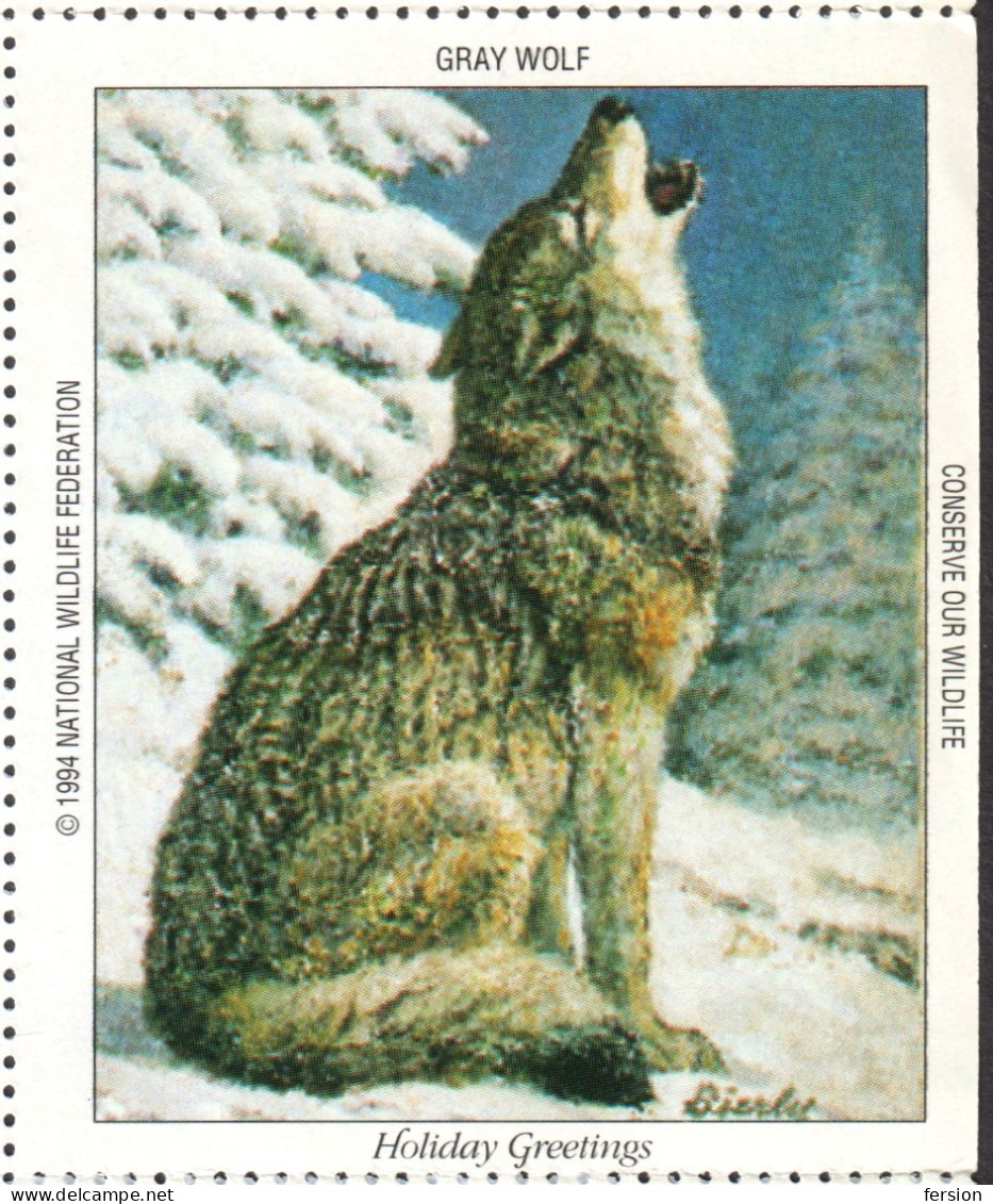 Rabbit Wolf Cardinal Raccoon Ermine Bird CHRISTMAS National Wildlife Federation NWF LABEL CINDERELLA VIGNETTE 1994 USA - Non Classificati