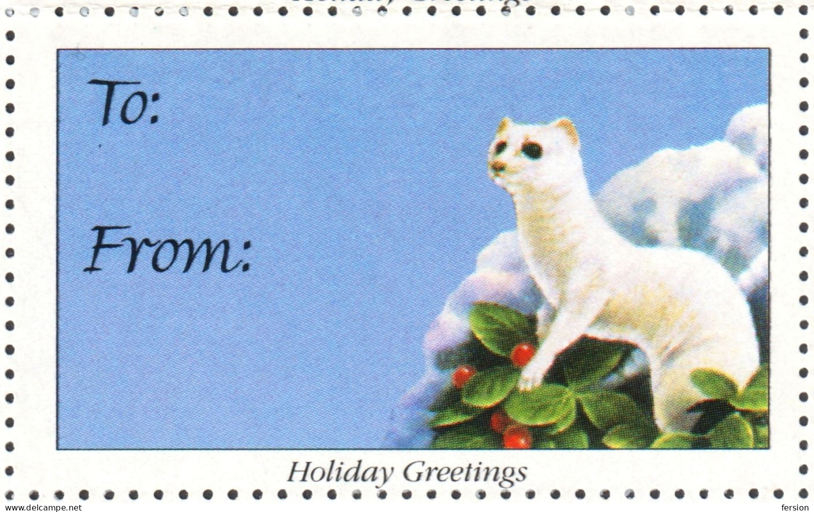 Rabbit Wolf Cardinal Raccoon Ermine Bird CHRISTMAS National Wildlife Federation NWF LABEL CINDERELLA VIGNETTE 1994 USA