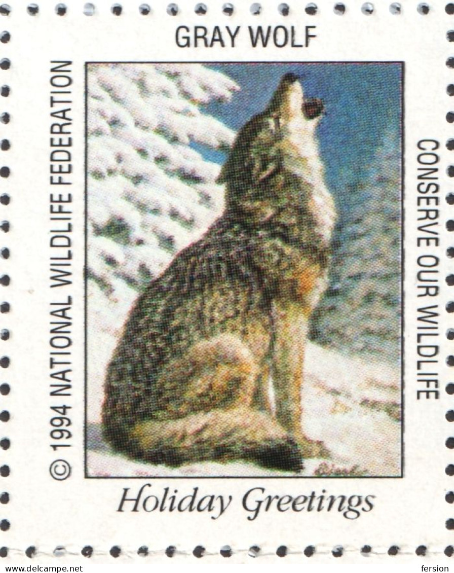 Rabbit Wolf Cardinal Raccoon Ermine Bird CHRISTMAS National Wildlife Federation NWF LABEL CINDERELLA VIGNETTE 1994 USA