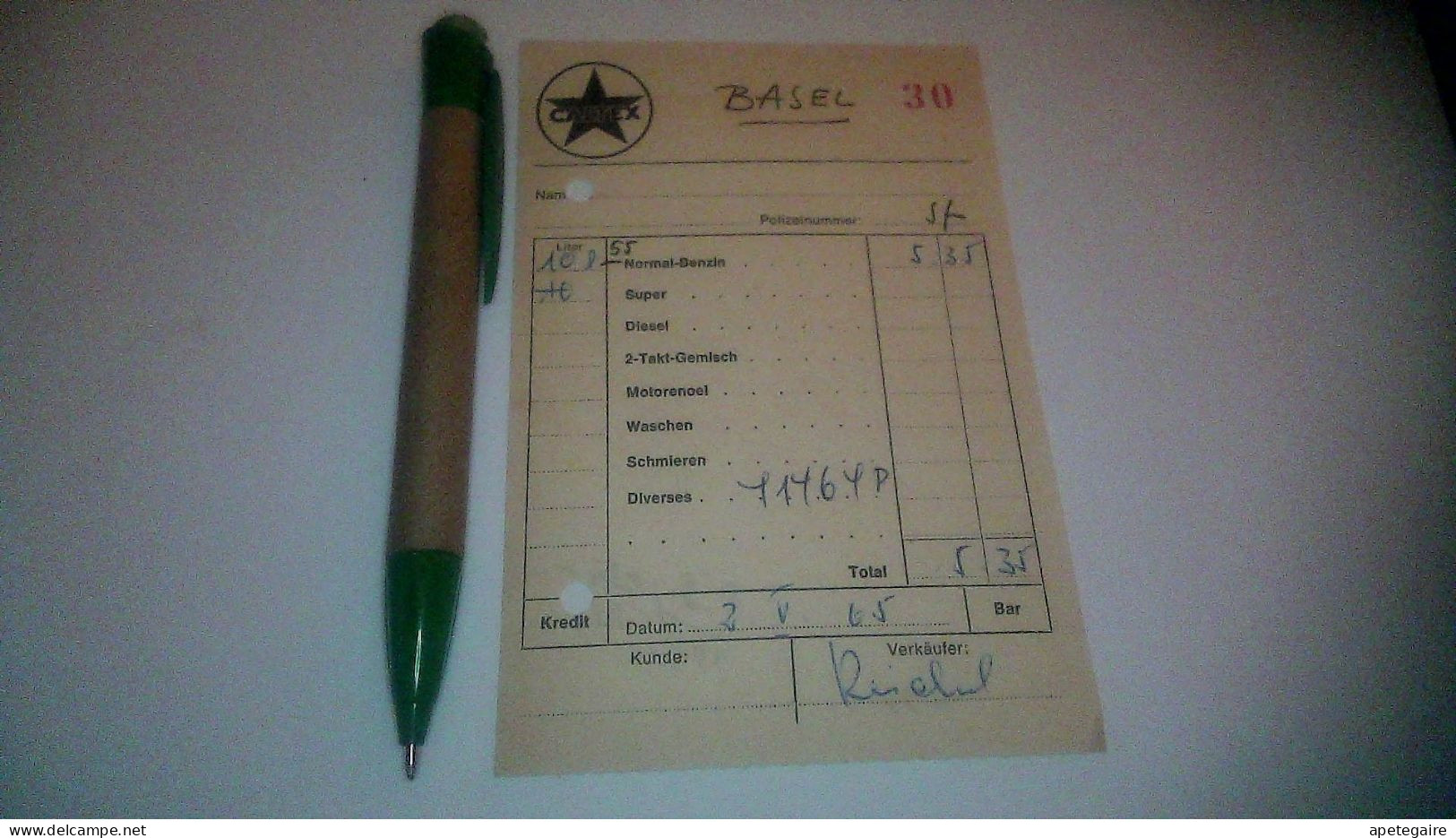 Suisse Bâle Vieux Papier Facture Station Service  Caltex  Année 1960 /70 ? - Zwitserland