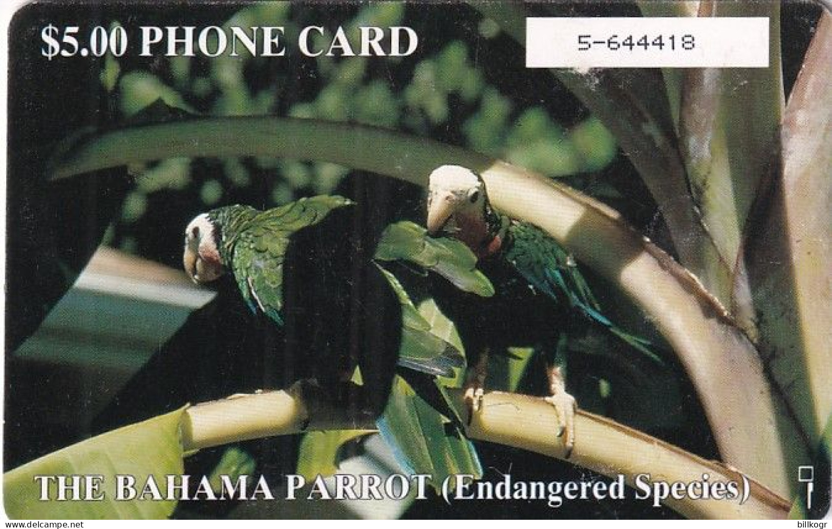 BAHAMAS ISL.(chip) - The Bahama Parrot(BAH C5C), Small Number In Box, Chip GEM1, Used - Bahama's