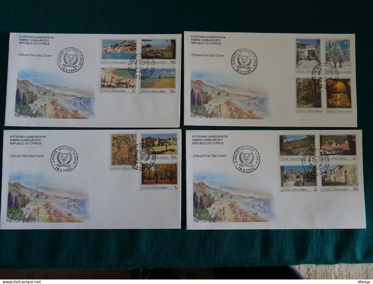 Cyprus 1985 Official Year Set FDC VF - Cartas