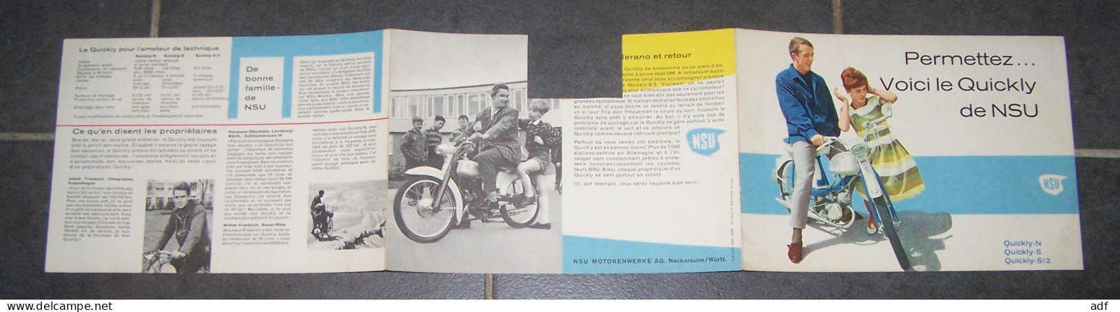 DEPLAINT PUB PUBLICITAIRE CYCLOMOTEUR CYCLO MOTEUR NSU QUICKLY N, S, S/2 - Moto