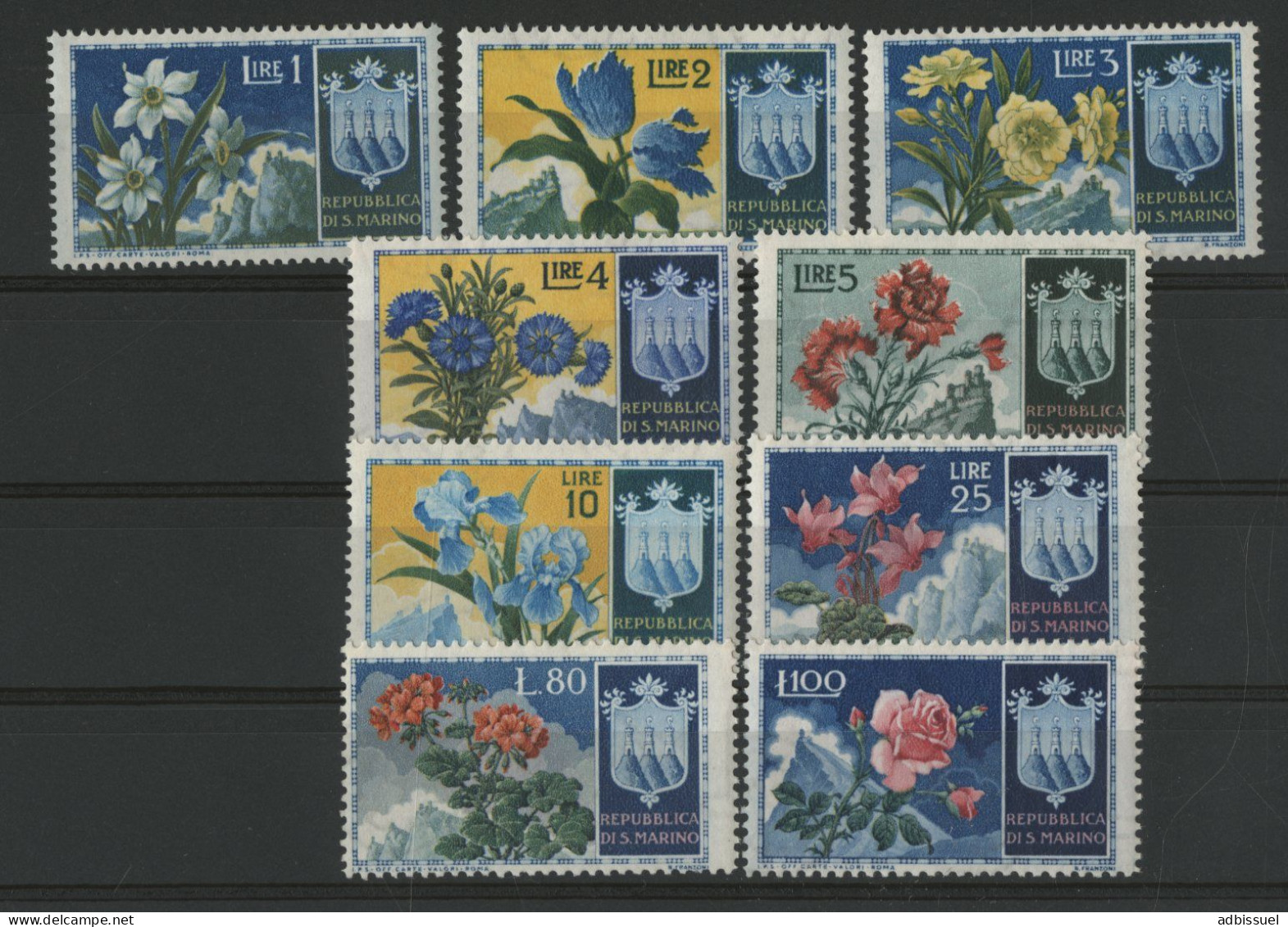 SAINT MARIN N° 374 à 382 Neufs Sans Charnières ** (MNH) Cote 80 € FLEURS FLOWERS - Unused Stamps