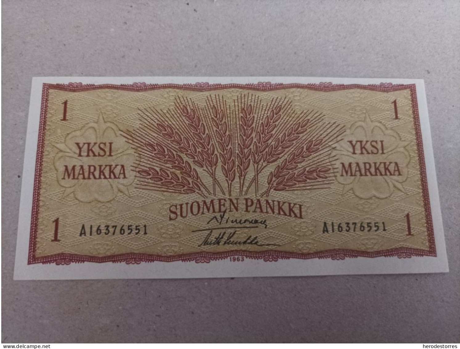 Billete De Finlandia De 1 Markkaa,serie A, Año 1963, UNC - Finland