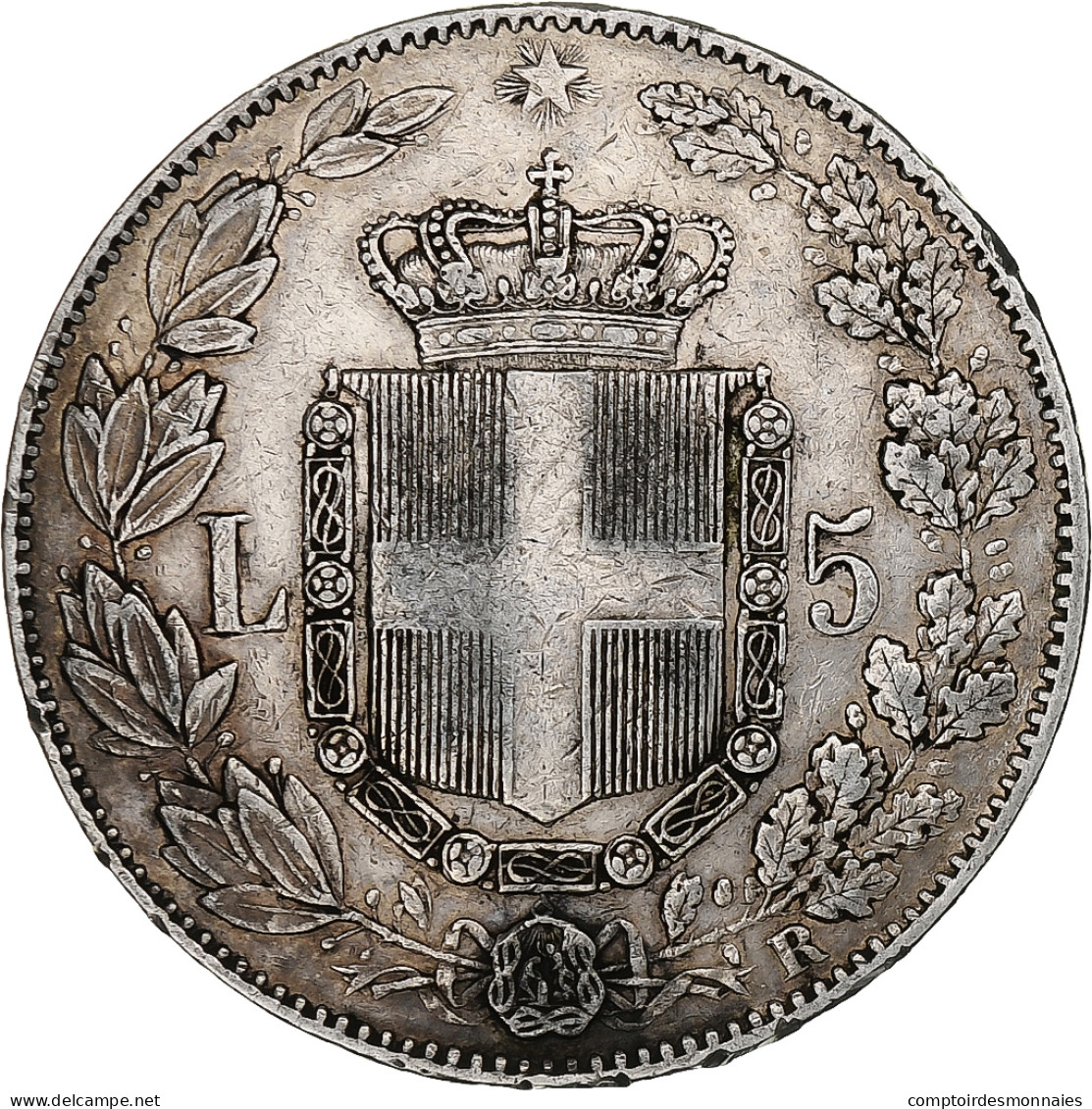 Italie, Umberto I, 5 Lire, 1879, Rome, Argent, TTB, KM:20 - 1878-1900 : Umberto I.