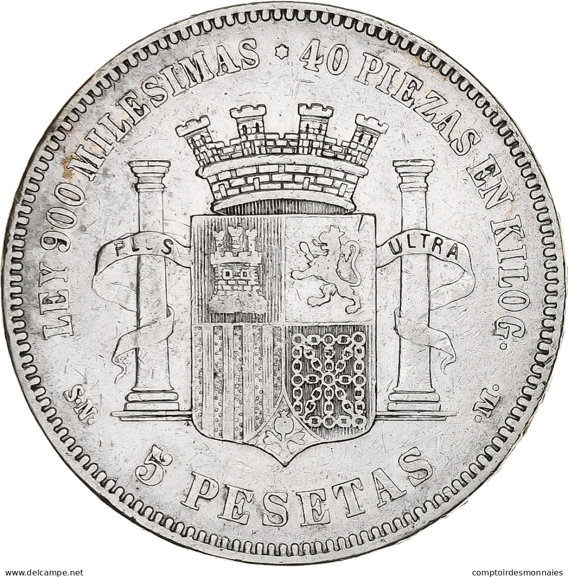Espagne, Provisional Government, 5 Pesetas, 1870, Madrid, Argent, TB+, KM:655 - First Minting