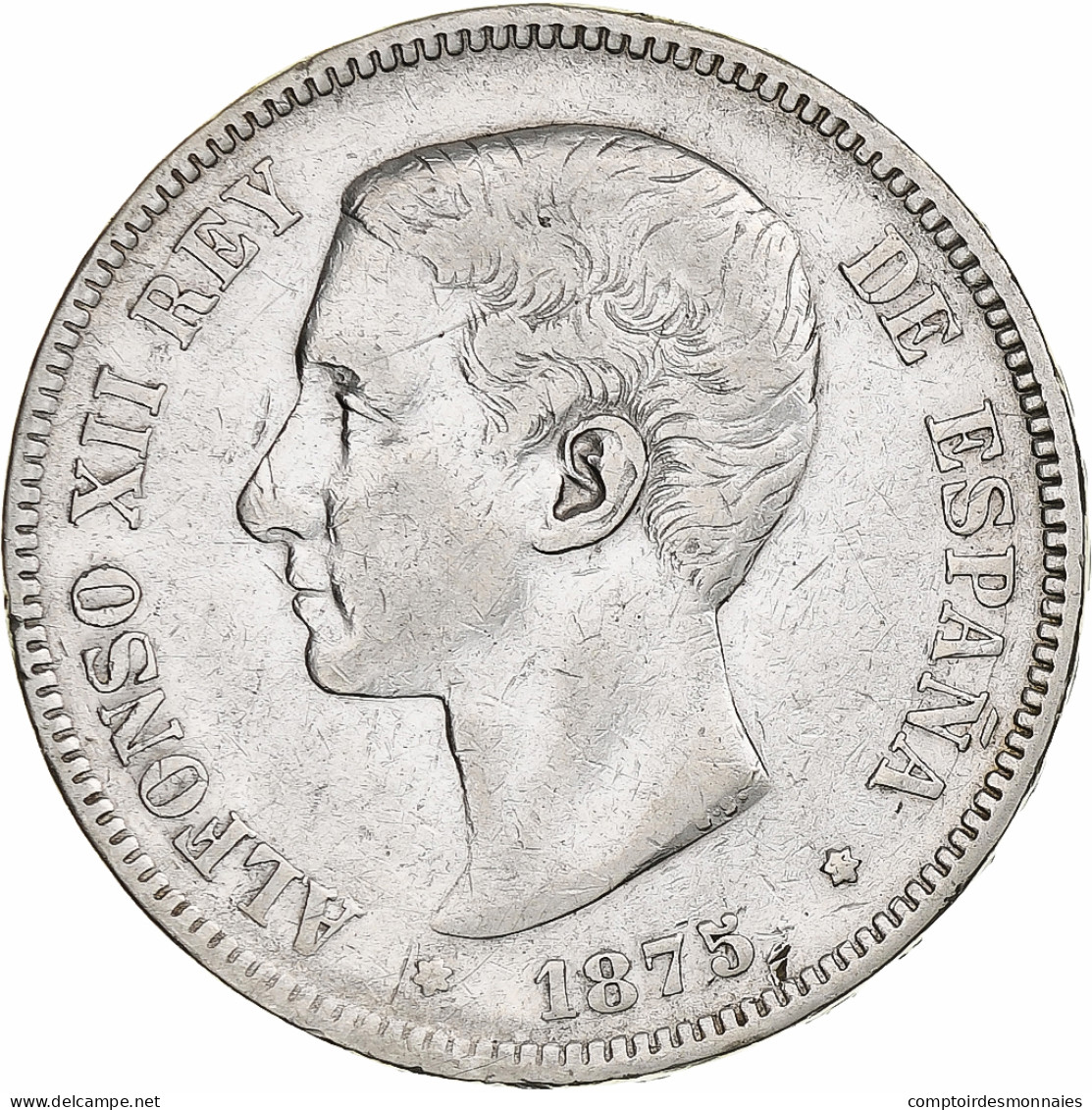 Espagne, Alfonso XII, 5 Pesetas, 1875, Argent, TB+, KM:671 - Premières Frappes