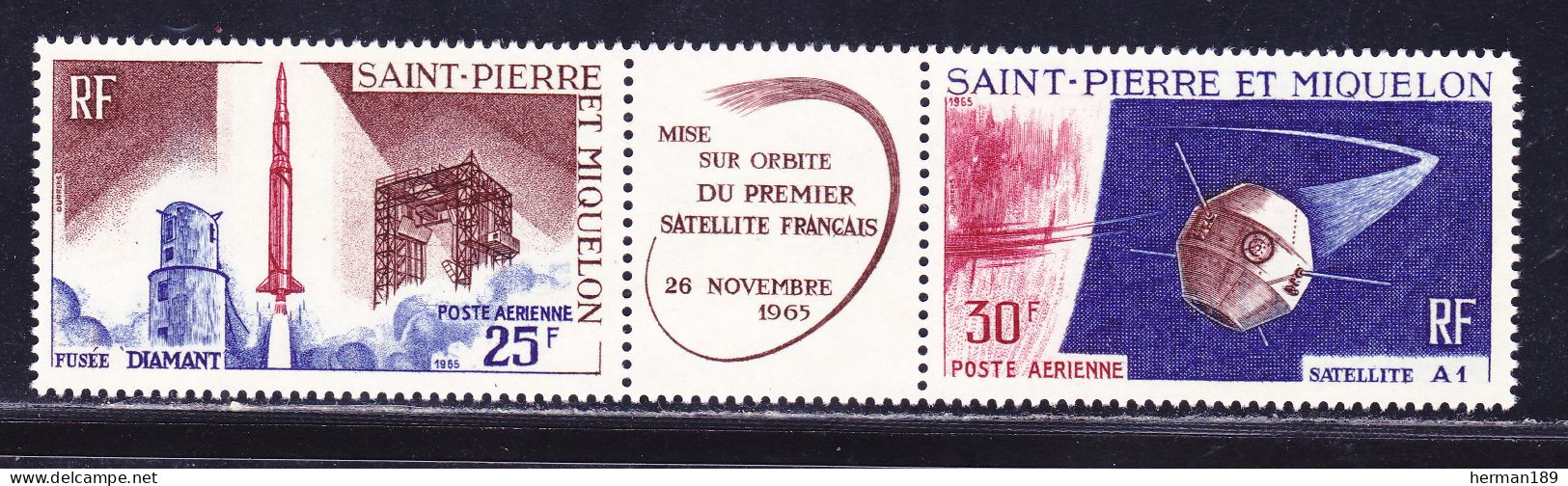 SAINT PIERRE ET MIQUELON AERIENS N°   34A ** MNH TB (D6213) Premier Satellite Français - 1966 - Unused Stamps