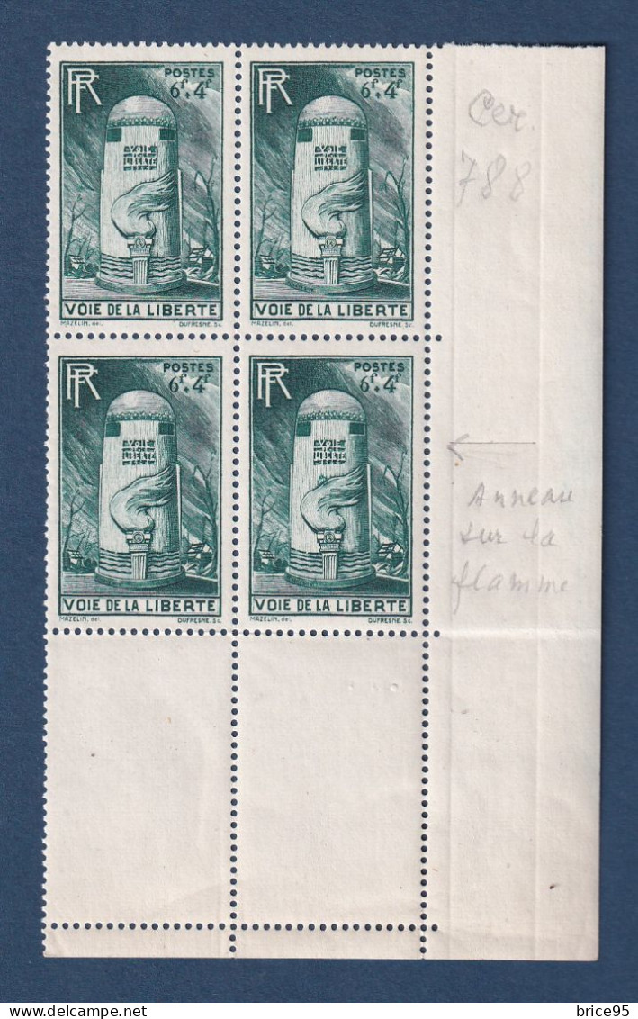 France - Variété - YT N° 788 ** - Anneau Sur La Flamme - Neuf Sans Charnière - 1947 - Unused Stamps