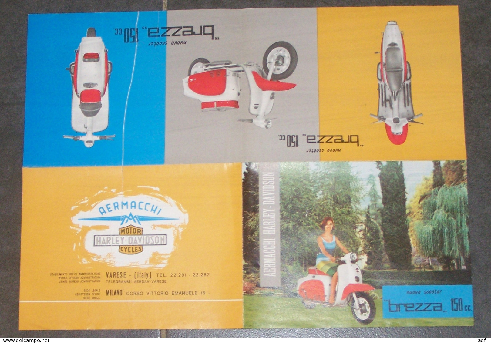 DEPLIANT PUB PUBLICITAIRE NUOVO SCOOTER BREZZA 150 CC, AERMACCHI HARLEY - DAVIDSON - Moto