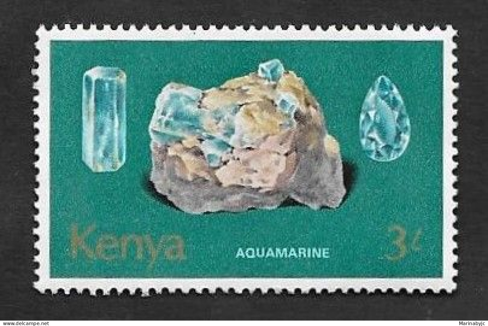 SE)977 KENYA, MINERALS, AQUAMARINE EMERALDS, MNH - Kenya (1963-...)