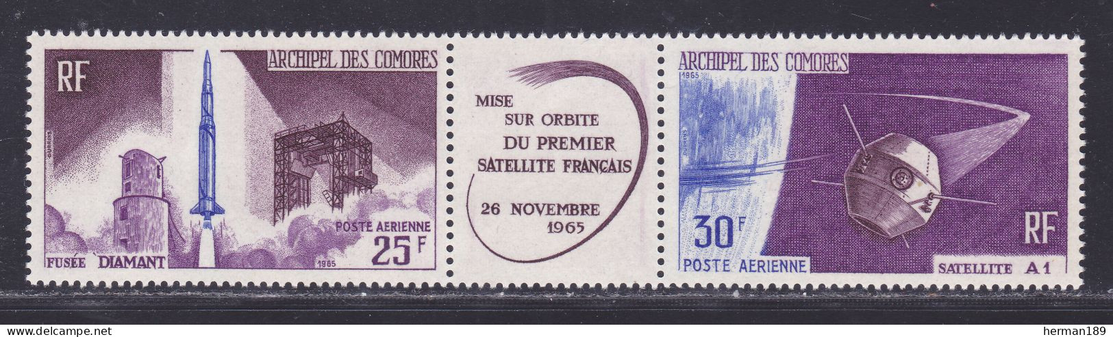 COMORES AERIENS N°   16A ** MNH Neuf Sans Charnière, TB (D6216) Premier Satellite Français - 1966 - Airmail