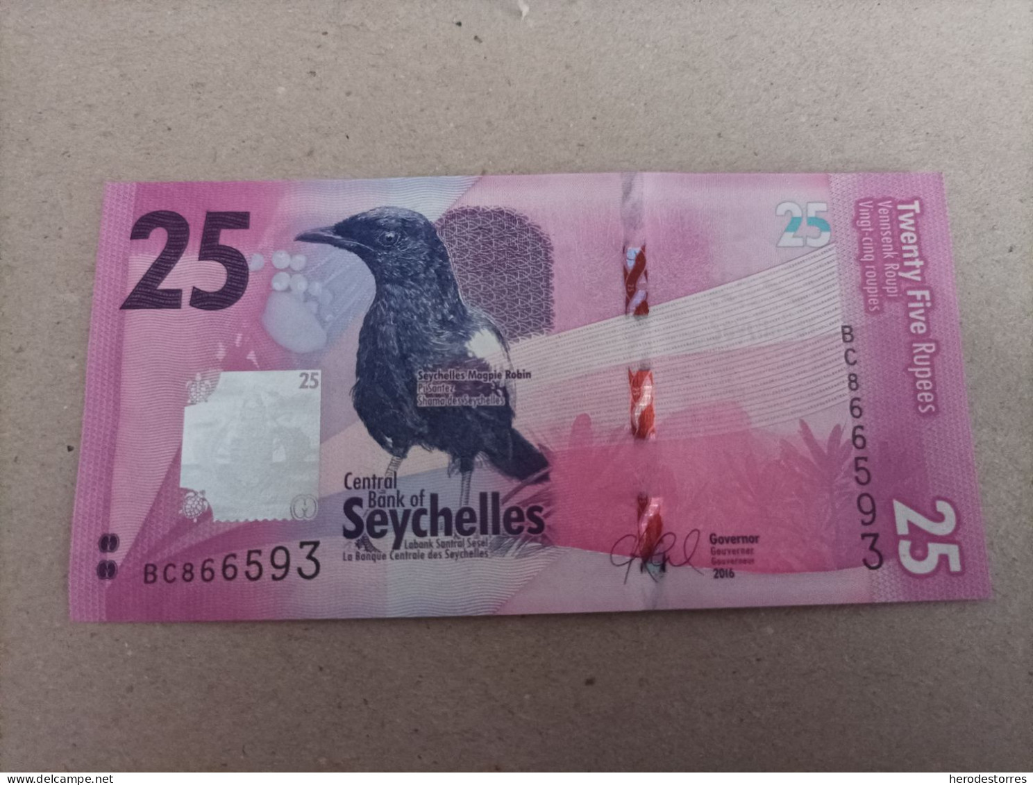 Billete De Seychelles De 25 Rupias, Año 2016, UNC - Seychelles