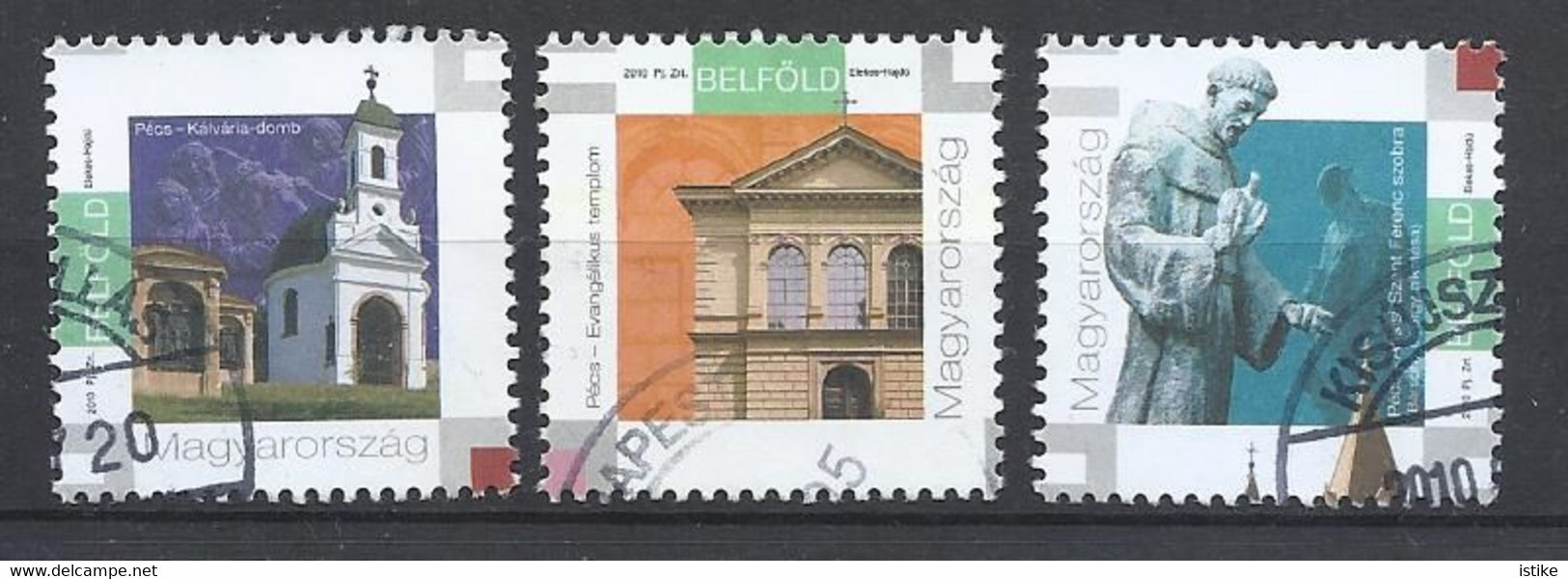 Hungary, "Inland" Stamps, Pécs, Lot Of 3, 2010. - Gebraucht