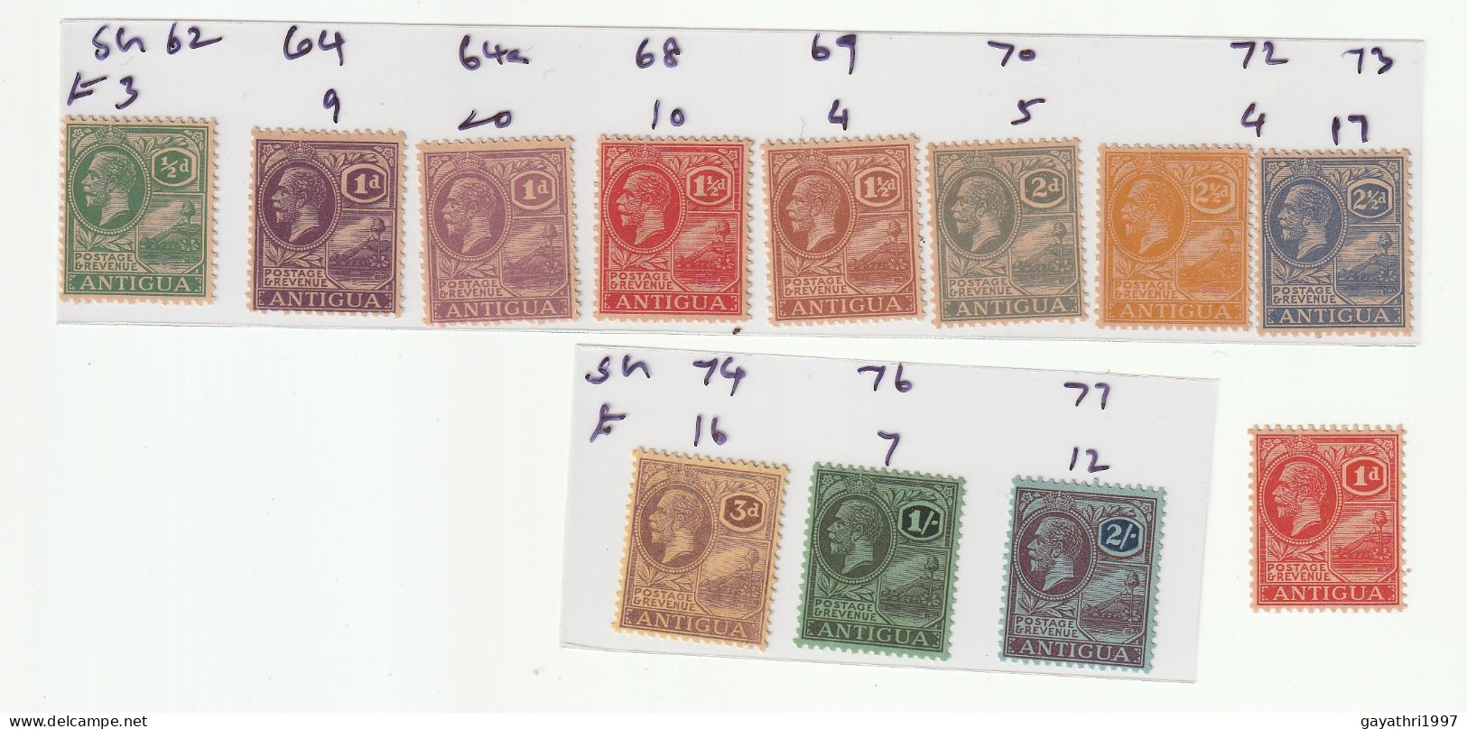 Antigua 1921 SG 62 -77 SET OF 12 STAMPS ( PART OF SET ) MINT MNH GOOD CONDITION (SH 90) - 1858-1960 Crown Colony