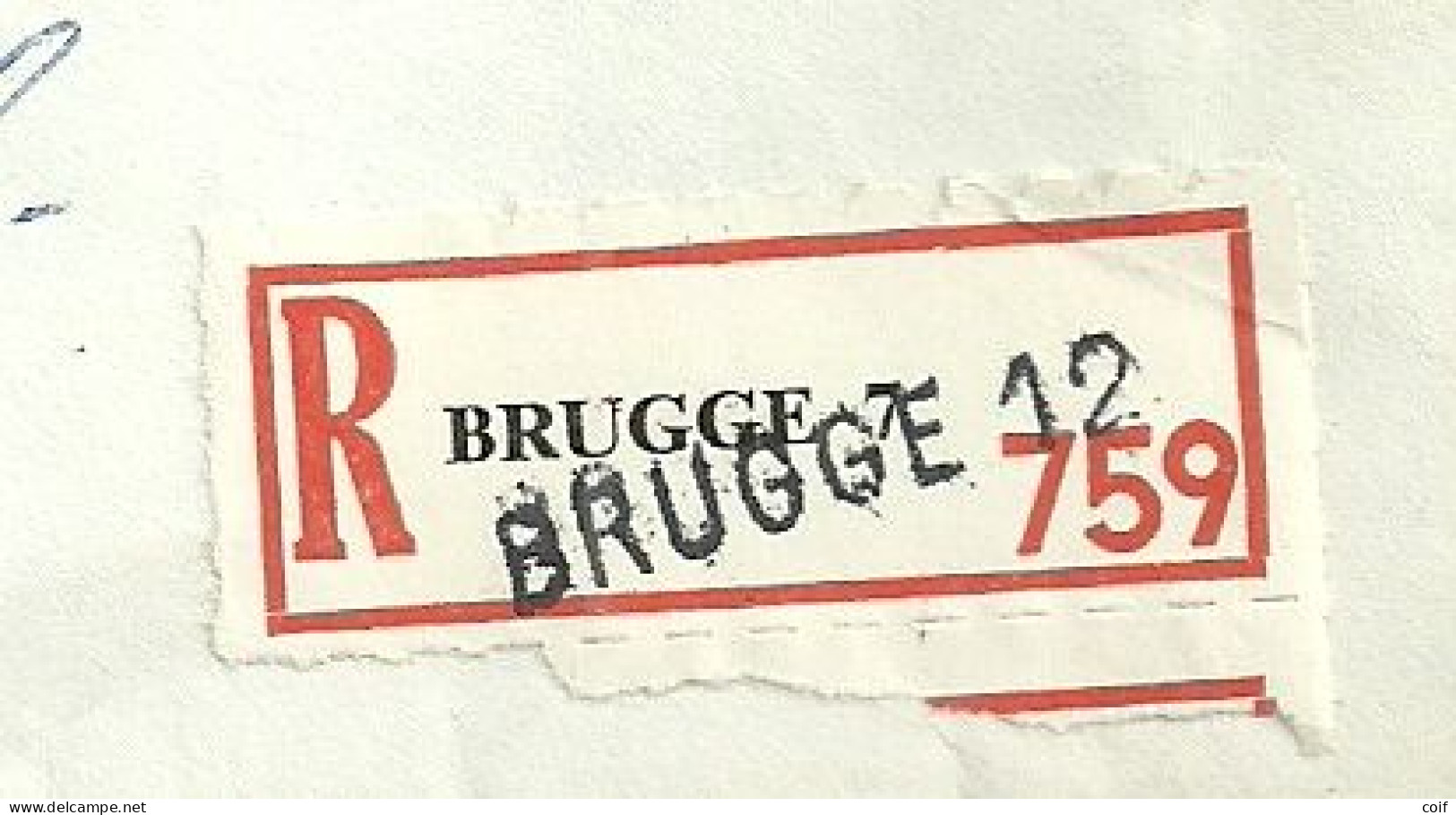 1583 Op Brief Stempel BRUGGE 12 , Aantekenstrookje BRUGGE 7 Met Naamstempel BRUGGE 12  !!!! - 1970-1980 Elström