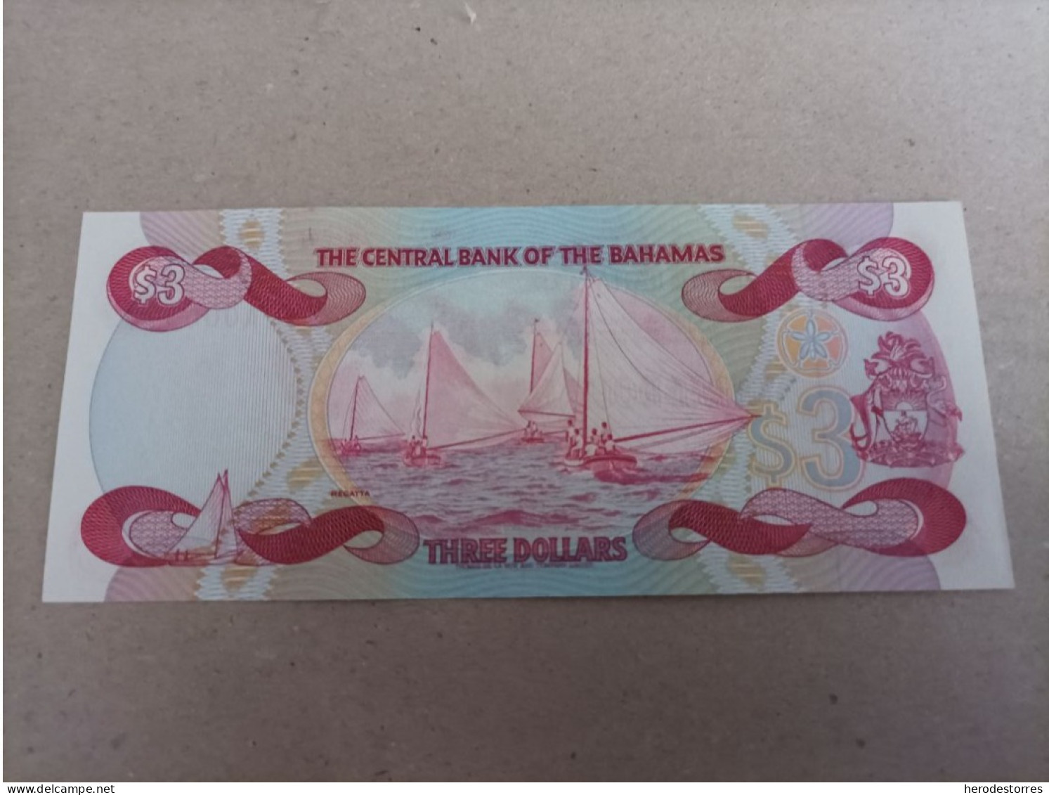 Billete De Bahamas De 2 Dólares, Serie A000979, Año 1974, Nº Bajisimo, UNC - Bahamas