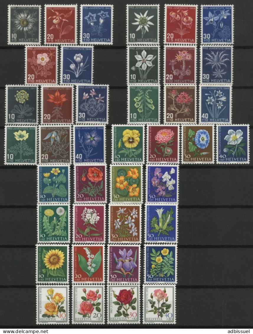 SUISSE Thématique FLEURS FLOWERS 40 Timbres PRO JUVENTUTE Cote 54,85 € Voir Détail - Neufs