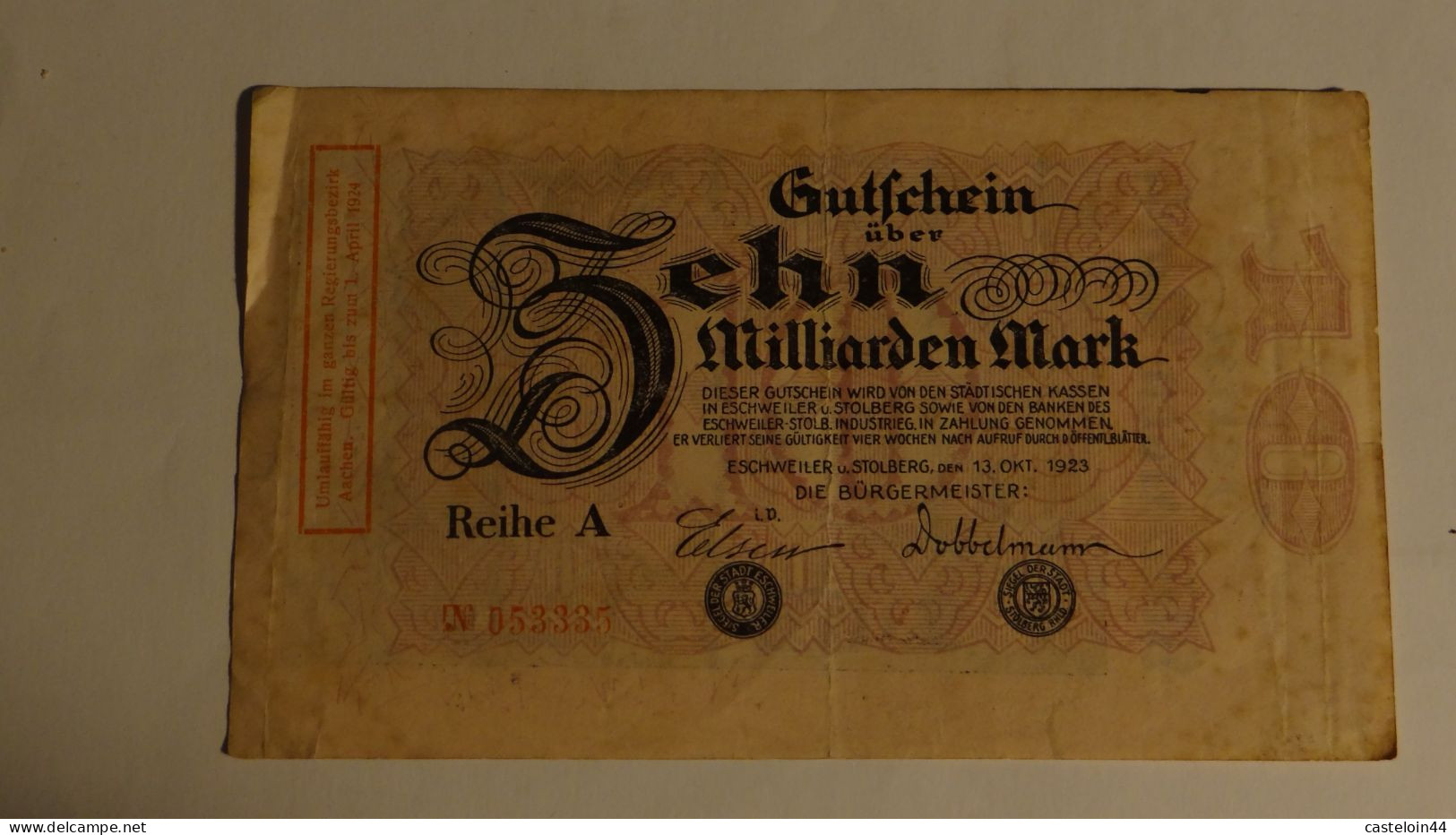 Russe - ALLEMAGNE . BILLET DE 10 MILLIARDS EN MARK 1923 ESCHWEILER STOLBERG - Autres - Europe