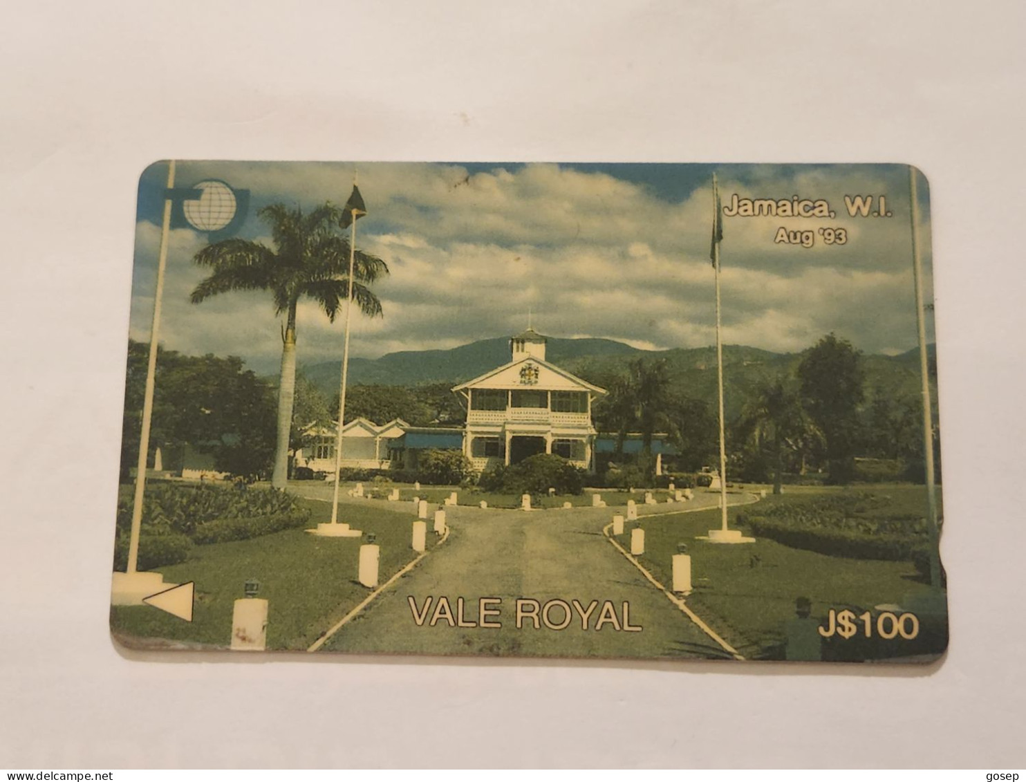 JAMAICA-(15JAMA(a)-JAM-15A-(a))-Vale Royal-August-93-(28)-(15JAMA126364)-(J$100)-used Card+1card Prepiad - Jamaïque