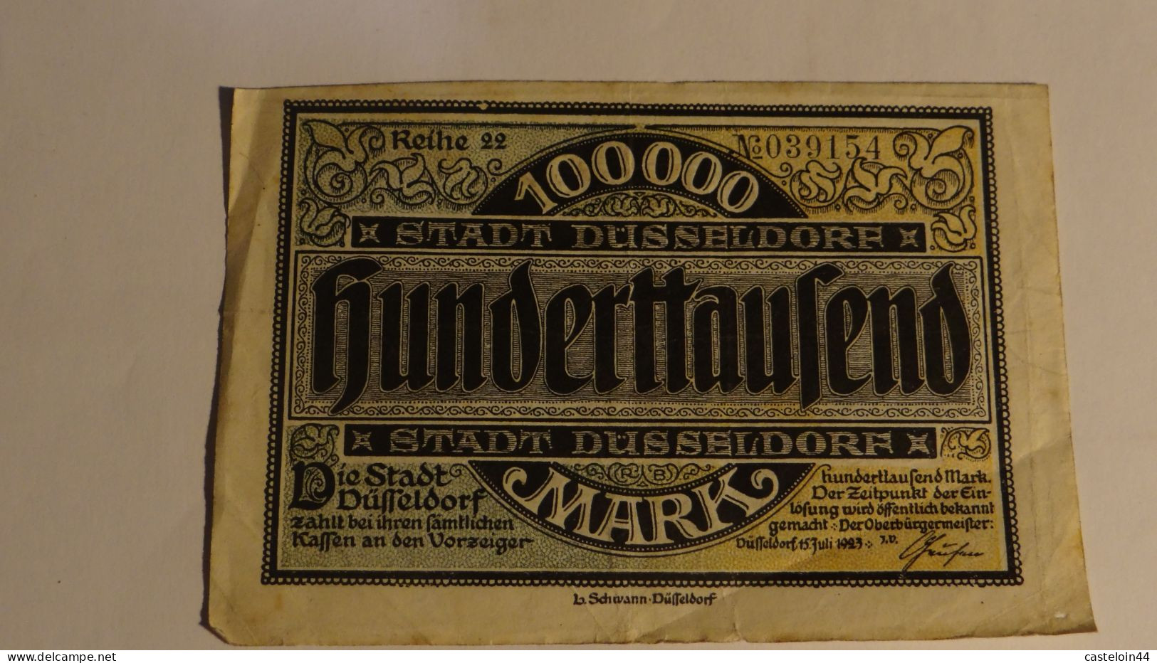 Russe - ALLEMAGNE . BILLET DE 100 000 MARK 1922 DUSSELDORF - Sonstige – Europa