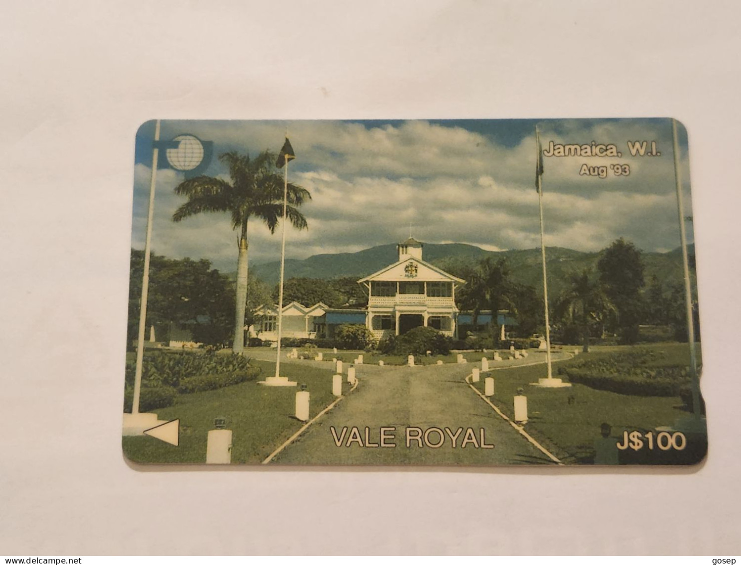 JAMAICA-(15JAMA(a)-JAM-15A-(a))-Vale Royal-August-93-(30)-(15JAMA137595)-(J$100)-used Card+1card Prepiad - Jamaïque