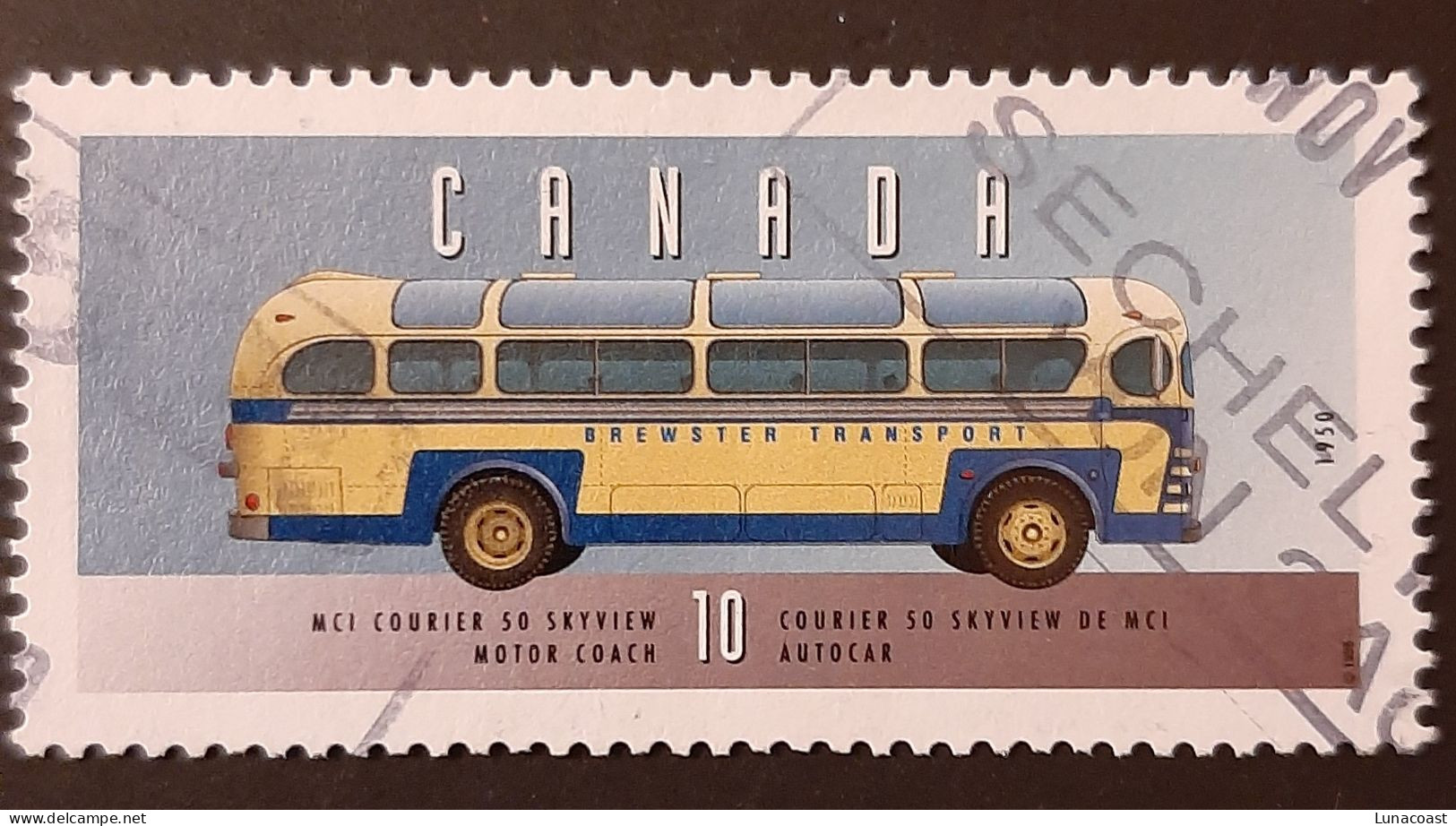 Canada 1996  USED  Sc1605m    10c  Historic Vehicles, MCI Courier - Oblitérés