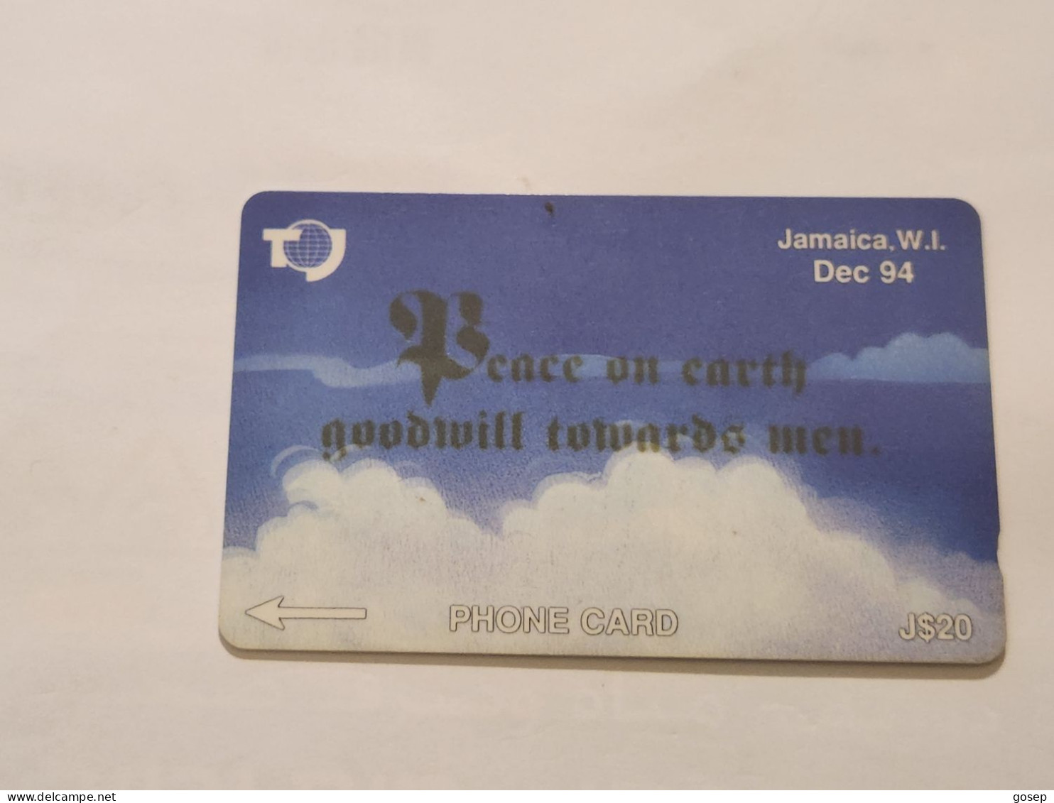 JAMAICA-(19JAMC--JAM-19C)-Peace On Earth-(33)-(19JAMC337170)-(J$20)-used Card+1card Prepiad - Giamaica