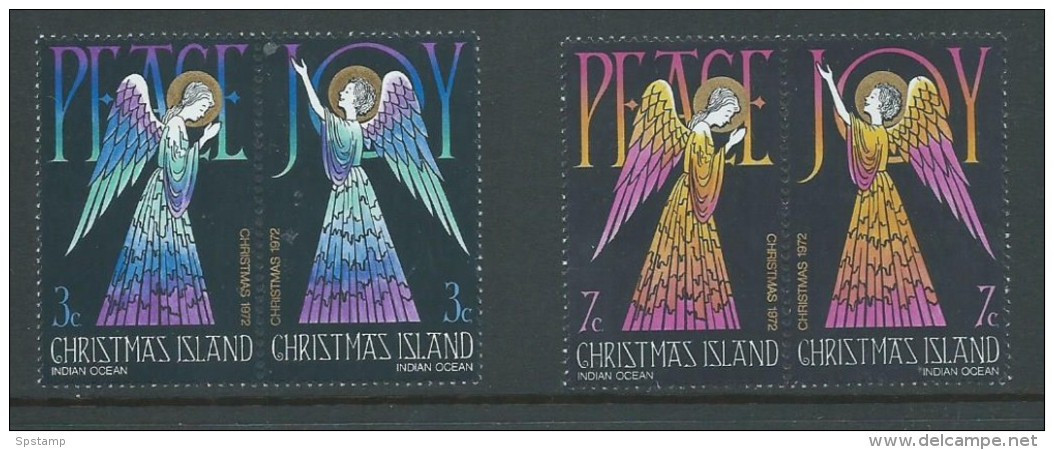 Christmas Island 1972 Xmas Set Of 2 Pairs MNH - Christmas Island
