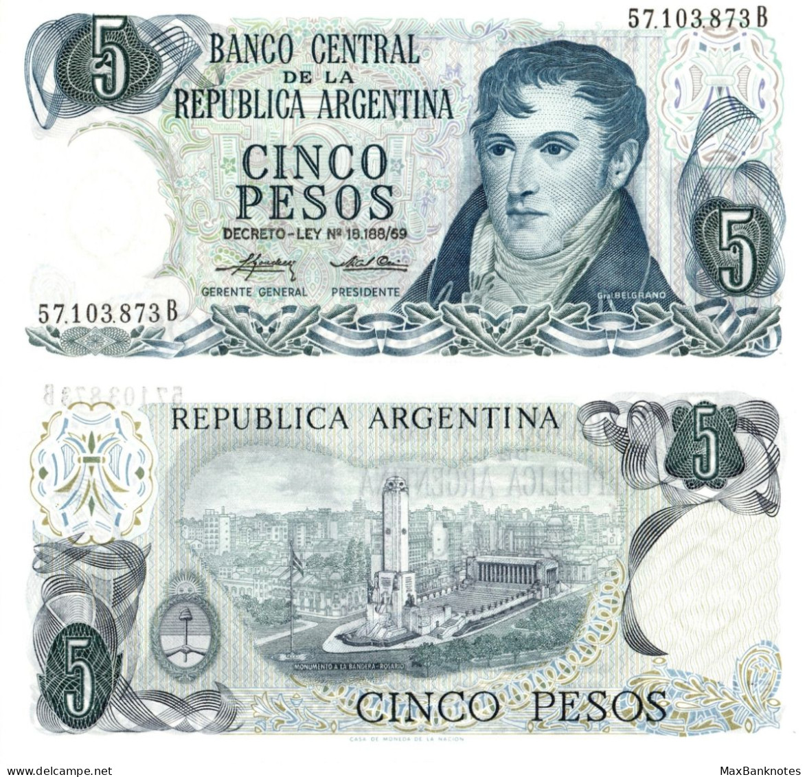 Argentina / 5 Pesos / 1974 / P-294(a) / UNC - Argentine
