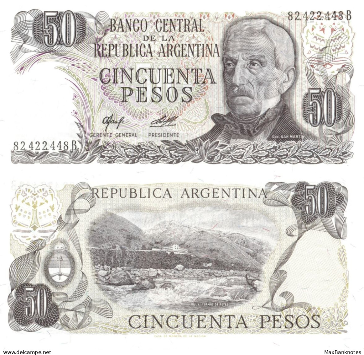 Argentina / 50 Pesos / 1977 / P-301(a) / UNC - Argentine