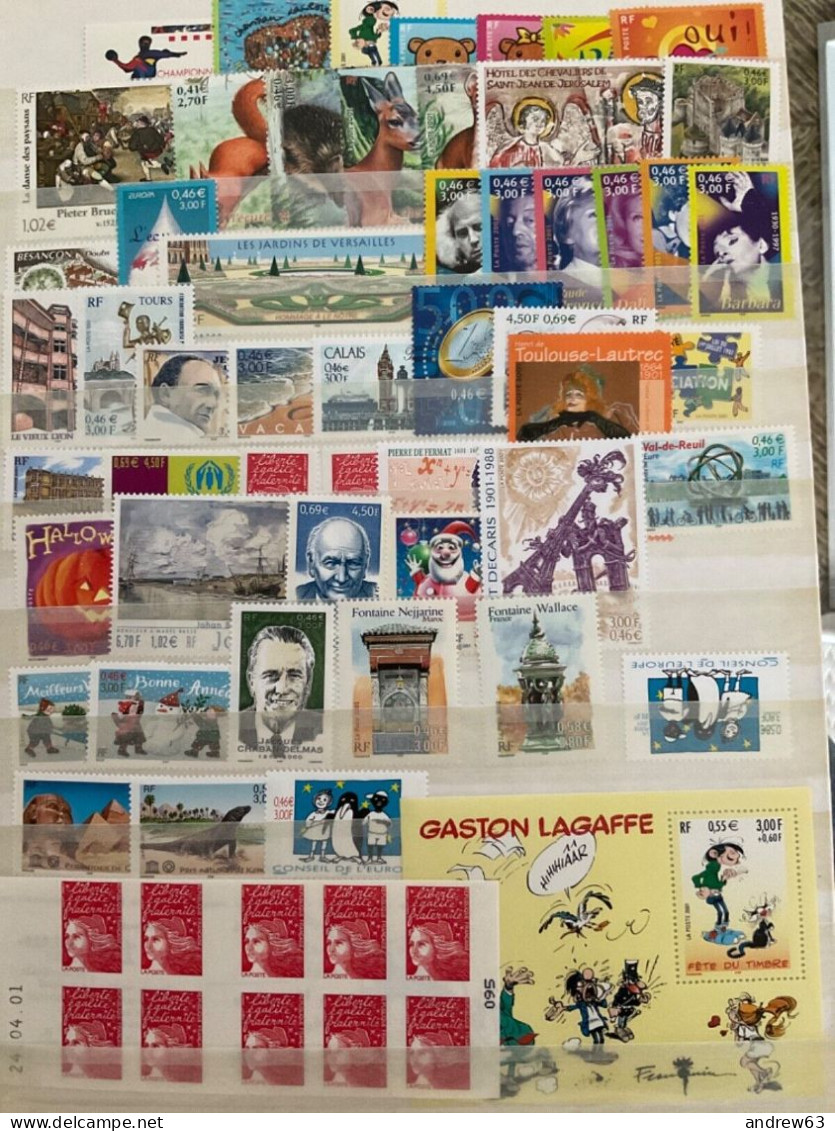 FRANCIA - FRANCE - 2001 - Annata Completa Con Foglietti E Libretti - Année Complète Avec BF Et Carnets - MNH**/VF - 2000-2009