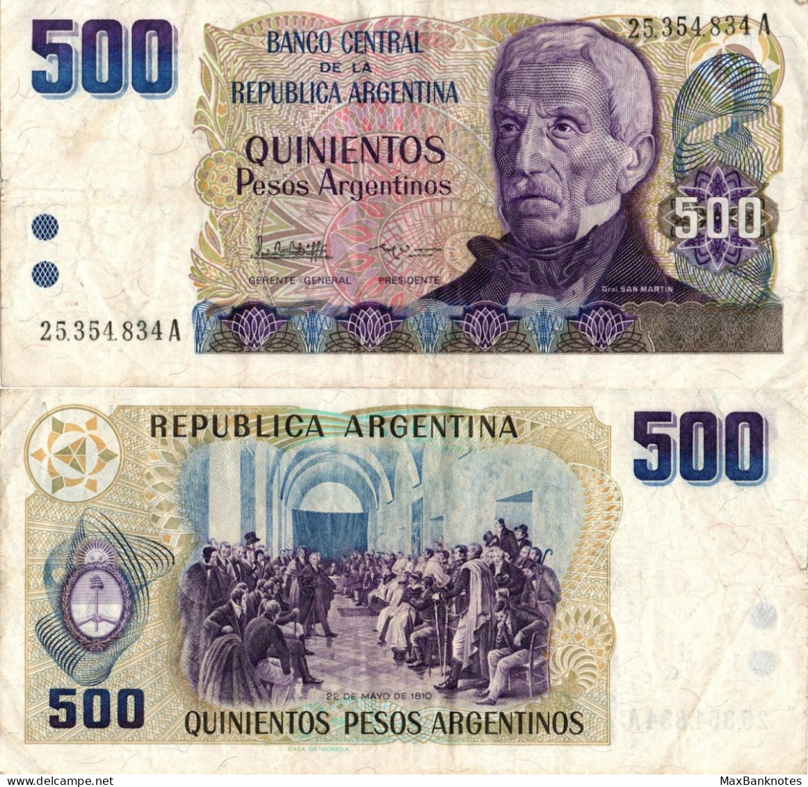 Argentina / 500 Pesos / 1984 / P-316(a) / VF - Argentine