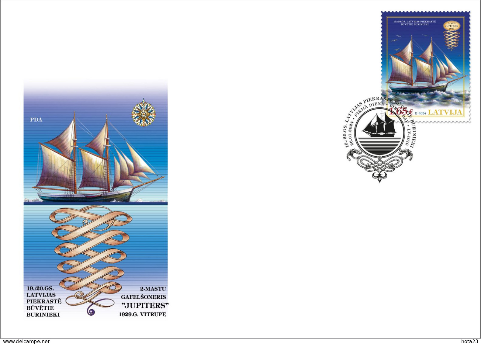 Latvia, Lettland , Lettonia 2024 Sailing Ship Gaff Schooner Jupiter FDC - Lettonie