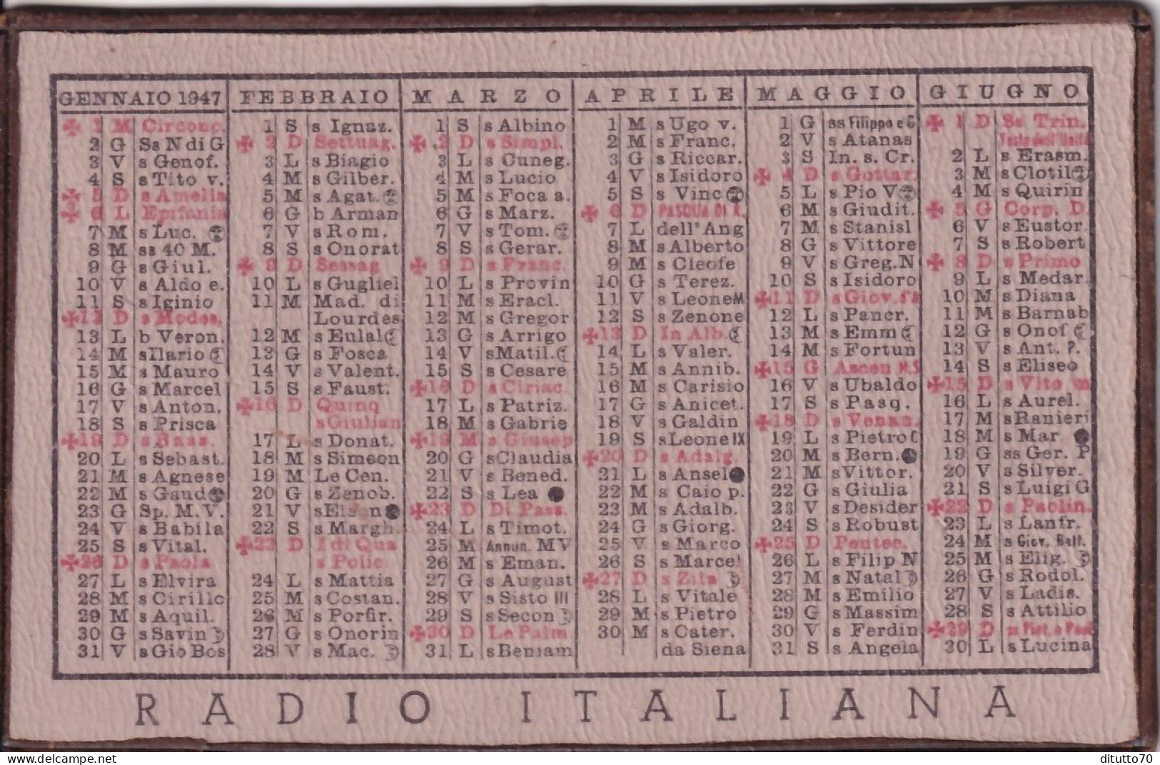 Calendarietto - Ardio Italia - Anno 1947 - Petit Format : 1941-60