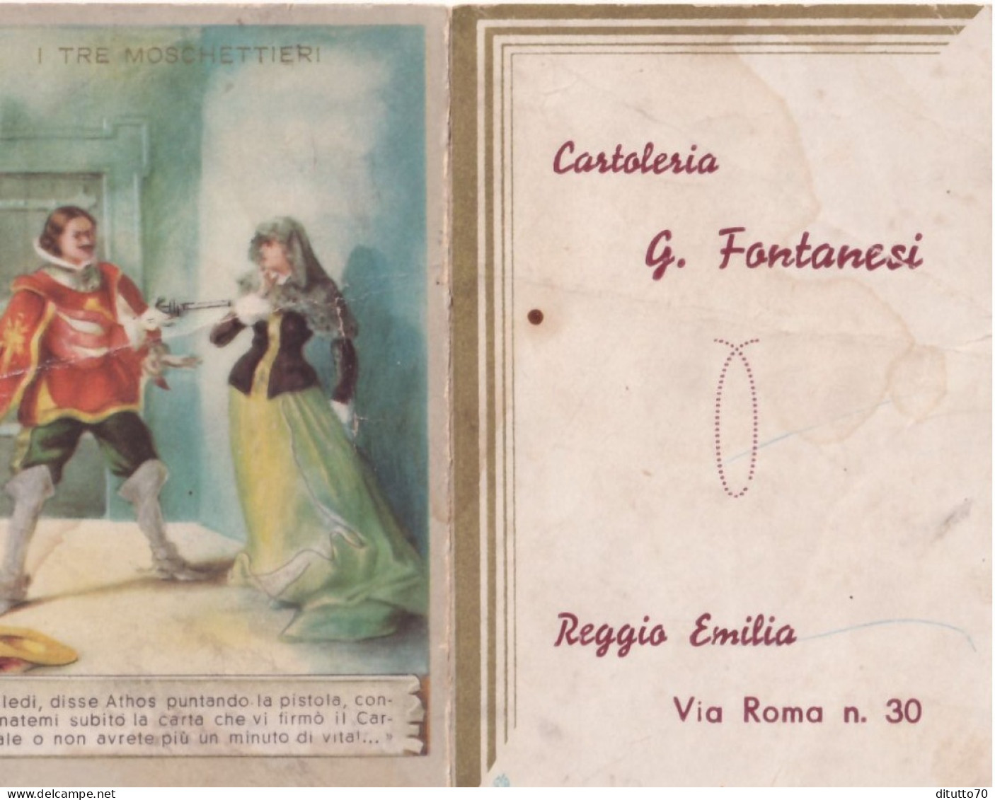 Calendarietto - Cartoleria - G.fontanesi - Reggio Emilia - I Tre Moschettieri - Anno 1941 - Petit Format : 1941-60