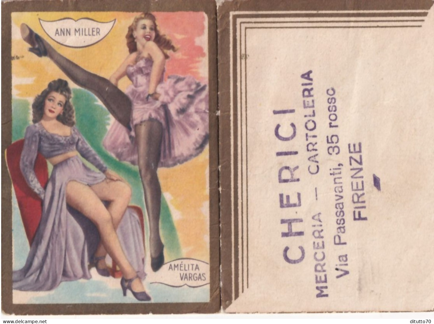 Calendarietto - Cherici - Merceria - Cartoleria - Firenze - Ann Miller - Amelita Vargas - Anno 1951 - Petit Format : 1941-60