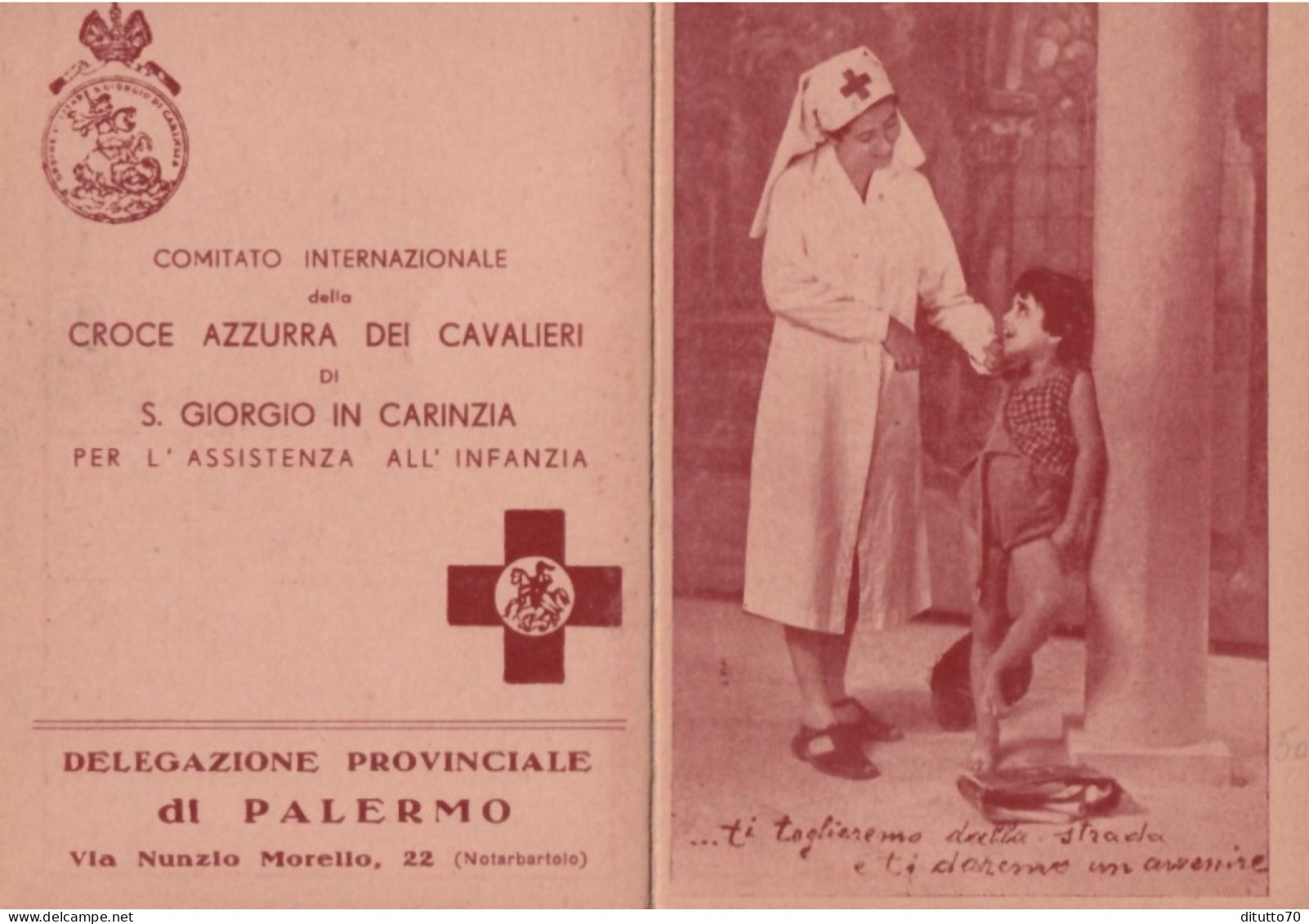 Calendarietto - Comitato Internazionale Della Croce Azzurra Dei Cavalieri Di S.giorgio In Carinzia - Palermo - Anno 1950 - Petit Format : 1941-60