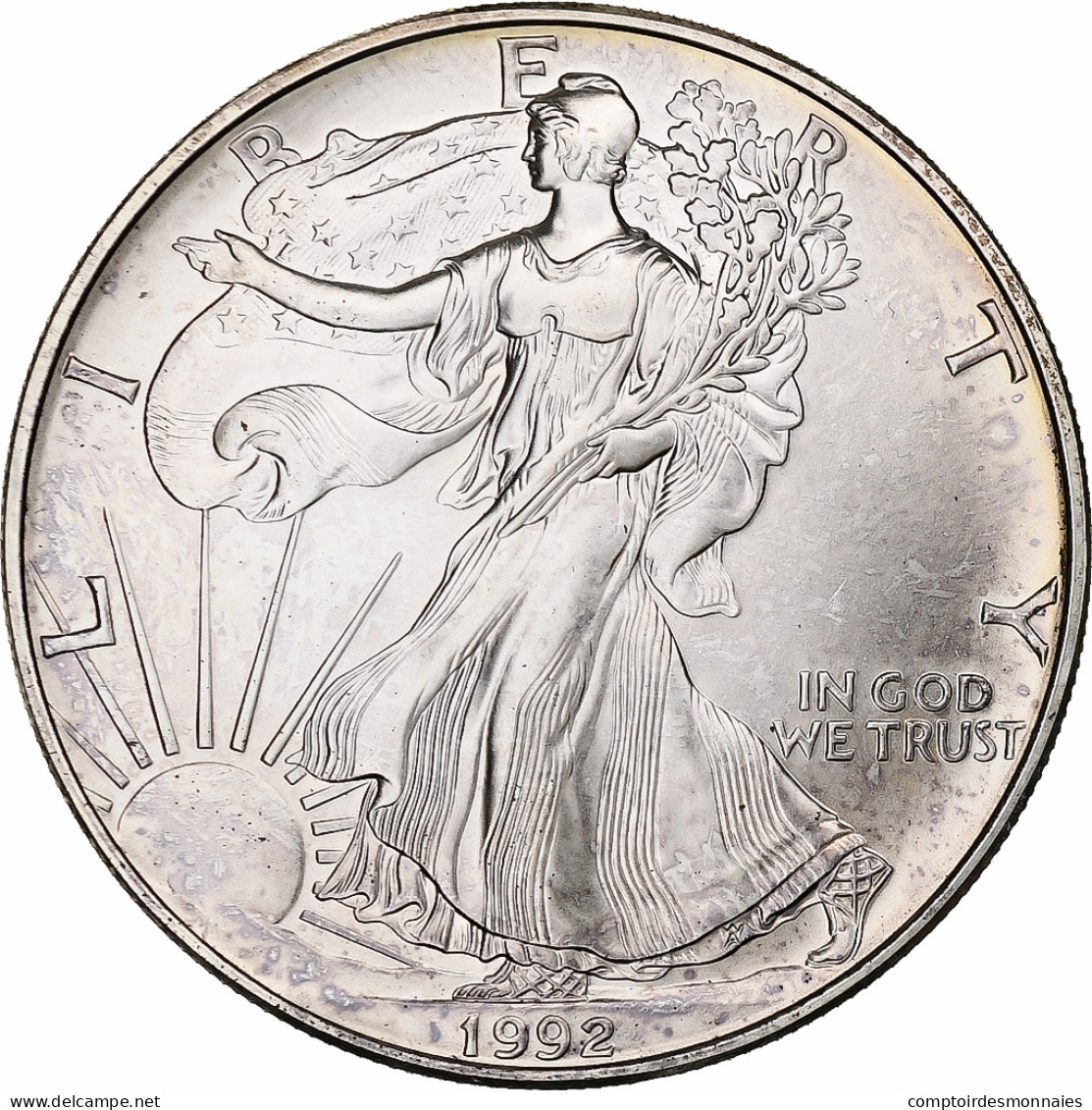 États-Unis, Dollar, Silver Eagle, 1992, 1 Oz, Argent, SUP - Argento