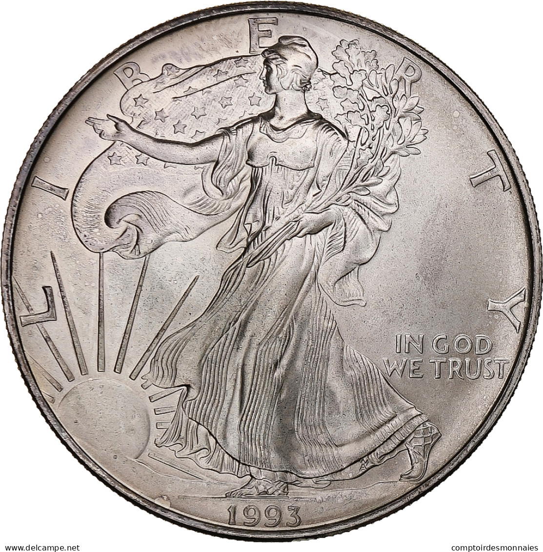 États-Unis, Dollar, 1993, Philadelphie, 1 Oz, Argent, SPL, KM:273 - Argent