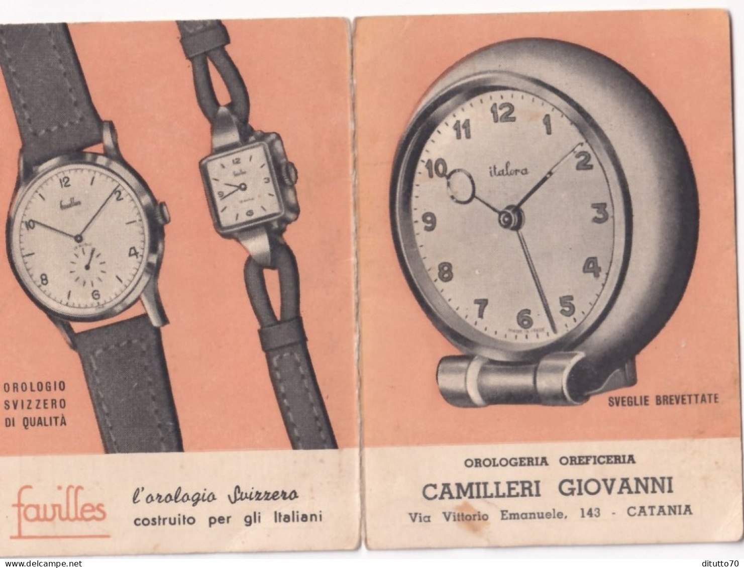 Calendarietto - Favinlles - Orologio Svizzero - Orologeria - Camilleri Giovanni - Catania - Anno 1951 - Petit Format : 1941-60