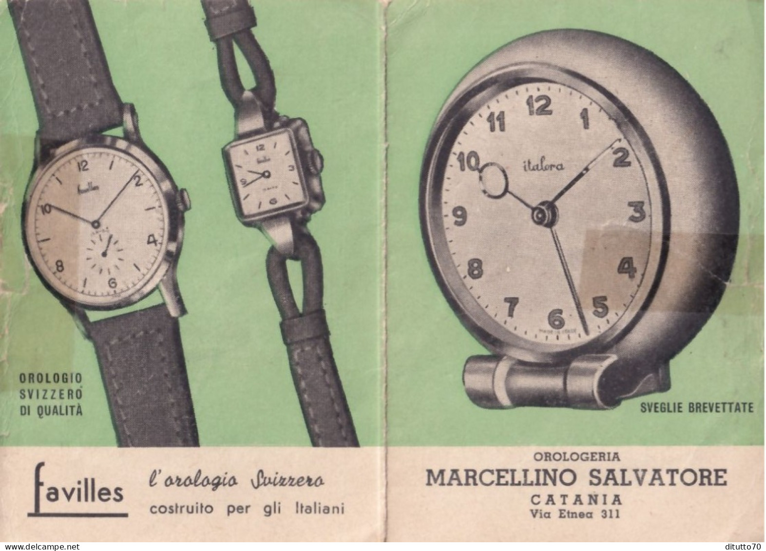 Calendarietto - Favinlles - Orologio Svizzero - Orologeria - Marcelino Salvatore - Catania - Anno 1952 - Petit Format : 1941-60