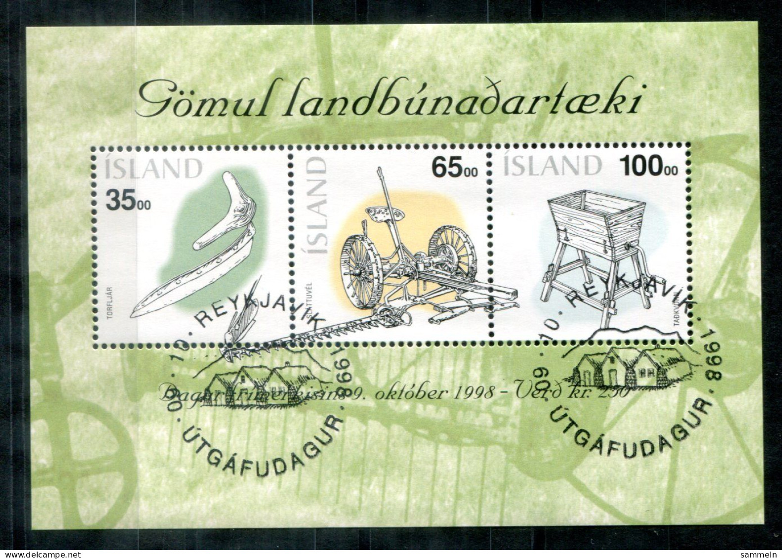 ISLAND Block 22, Bl.22 FD Canc. - Landwirtschaftliche Geräte, Agricultural, Agricoles - ICELAND / ISLANDE - Hojas Y Bloques